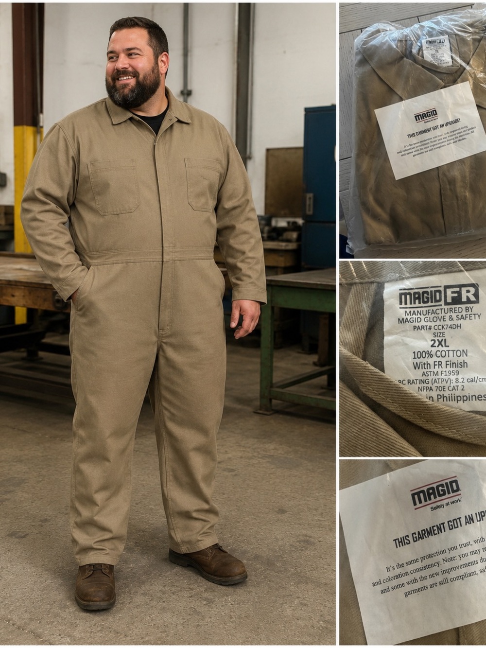 Magid Men's Tan Flame-Resistant Coverall - 2XL